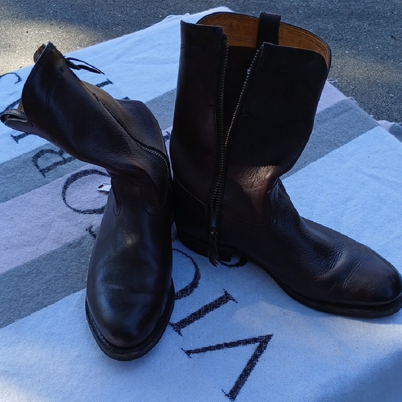 Frye Dark Leather Ankle Boots - Picture 2 of 16